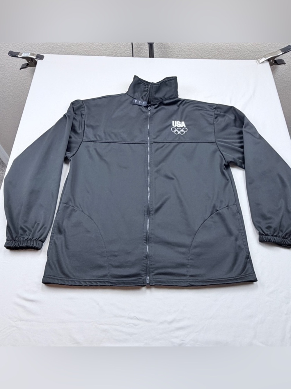 USA Olympic Black Full-Zip Track Jacket
